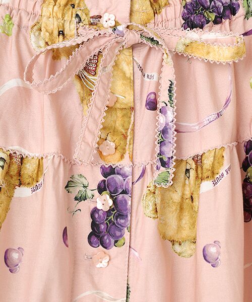 PINK HOUSE　ピンクハウス ブドウ　ぶどう　ロングスカート クマ葡萄プリントパッチワークスカート （ロング・マキシ丈