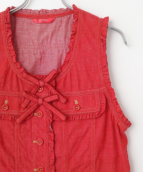 PINK HOUSE / ピンクハウス ベスト | フリル使いデニムベスト | 詳細4