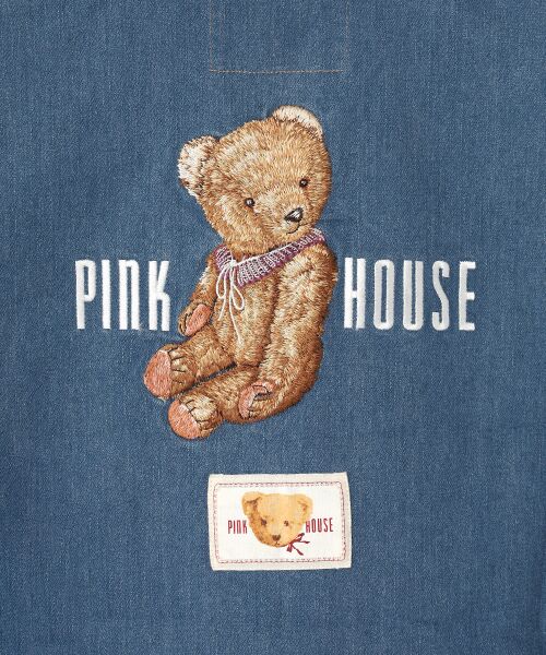 ✨新品／タグ付き／PINK HOUSE ／エプロン ／ベア／クマ／デニム／フリル クマ刺繍デニムベスト （ベスト）｜PINK HOUSE / ピンクハウス