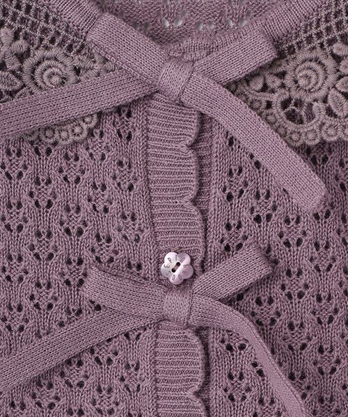 コットンレース使い透かしニットカーディガン （カーディガン