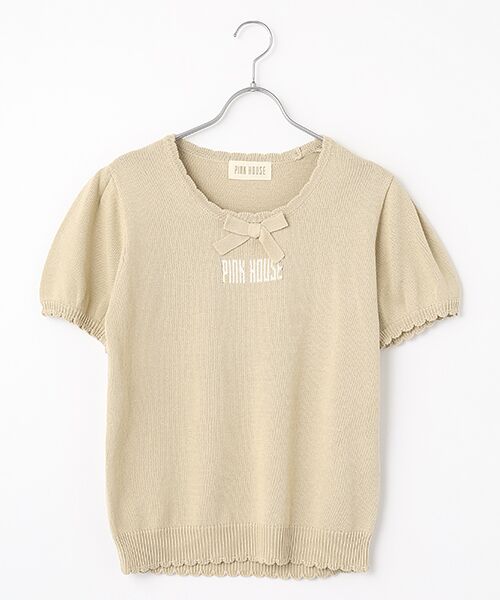 PINK HOUSE/ピンクハウス ロゴリボンニット ミルクティ F PINK HOUSE/ピンクハウス ロゴリボンニット ミルクティ F