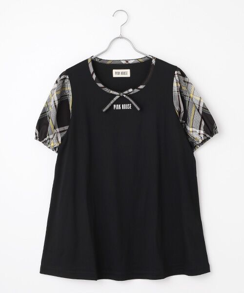 PINK HOUSE/ピンクハウス オリジナルチェック使いカットソーチュニック クロ F PINK HOUSE/ピンクハウス オリジナルチェック使いカットソーチュニック クロ F