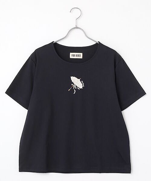 PINK HOUSE/ピンクハウス パラソル刺繍カットソー クロ F PINK HOUSE/ピンクハウス パラソル刺繍カットソー クロ F