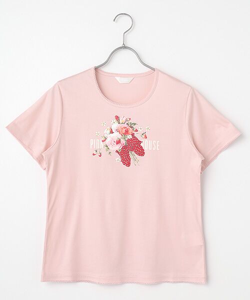 ★ピンクハウス★【タグ付き新品未使用】❤️リボン付きフードコート✨くすみピンク リボンブーケプリントカットソー （カットソー）｜PINK HOUSE