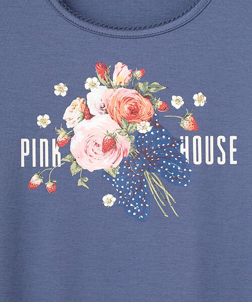 未使用☆タグ付き☆ピンクハウス PINK HOUSE カットソー リボン フリル セール】 ドビーギンガムフリルリボンモチーフ付きカットソー