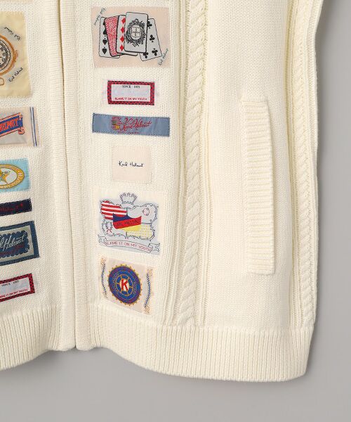 PINK HOUSE / ピンクハウス ベスト | ネームワッペンいっぱいフード付きニットベスト | 詳細3
