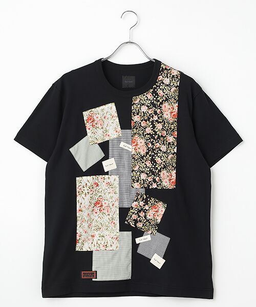 PINK HOUSE/ピンクハウス 小バラプリントパッチワークTシャツ クロ M PINK HOUSE/ピンクハウス 小バラプリントパッチワークTシャツ クロ M