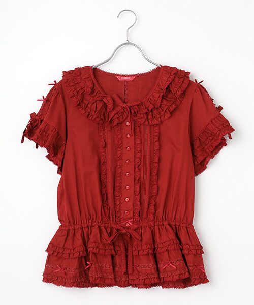 ピンクハウス　メアリーローズ柄　綿ローンブラウス ピンクハウス メアリーローズ柄 綿ローンブラウス セール】 襟