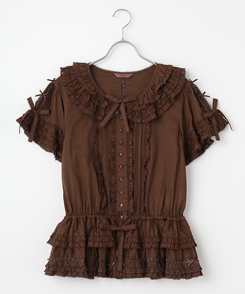 フランス製レース使いローンオーバーブラウス （シャツ