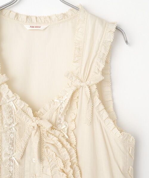 PINK HOUSE / ピンクハウス ベスト | ●フランス製レース使いローンベスト | 詳細4
