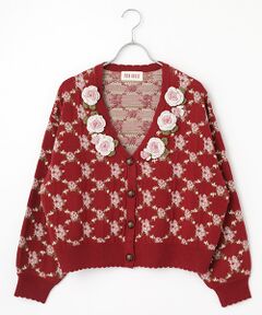 ラベンダー⭐️24SS ピンクハウス ハート透かし柄ニットカーディガン PINK HOUSE / ピンクハウス カーディガン・ボレロ