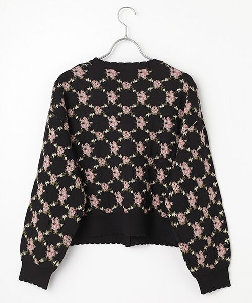 PINK HOUSE / ピンクハウス カーディガン・ボレロ | ローズモチーフ使いジャガードニットカーディガン | 詳細1