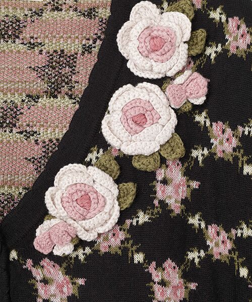 PINK HOUSE / ピンクハウス カーディガン・ボレロ | ローズモチーフ使いジャガードニットカーディガン | 詳細4