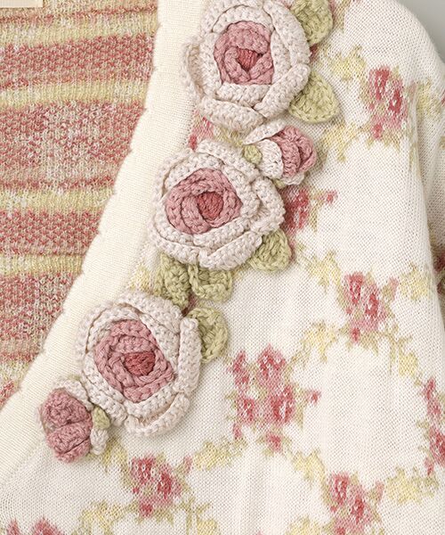 PINK HOUSE / ピンクハウス カーディガン・ボレロ | ローズモチーフ使いジャガードニットカーディガン | 詳細5
