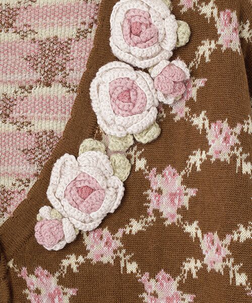 PINK HOUSE / ピンクハウス カーディガン・ボレロ | ローズモチーフ使いジャガードニットカーディガン | 詳細7