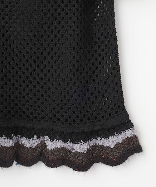 PINK HOUSE / ピンクハウス ベスト | 配色フリル使い透かしニット | 詳細3