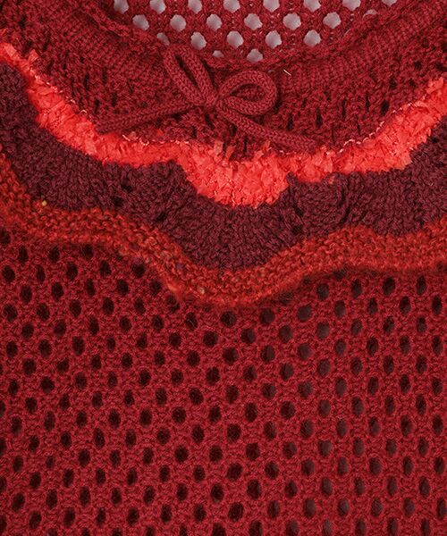 PINK HOUSE / ピンクハウス ベスト | 配色フリル使い透かしニット | 詳細5