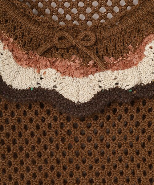 PINK HOUSE / ピンクハウス ベスト | 配色フリル使い透かしニット | 詳細6