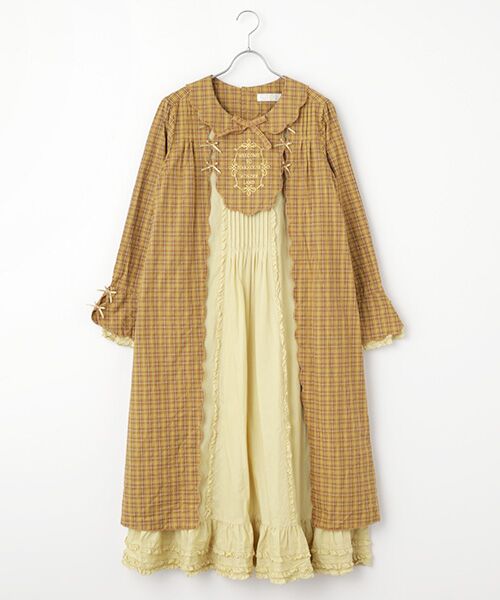 PINK HOUSE / ピンクハウス ロング・マキシ丈ワンピース | ●オリジナルコードチェックミディワンピース（イエロー）