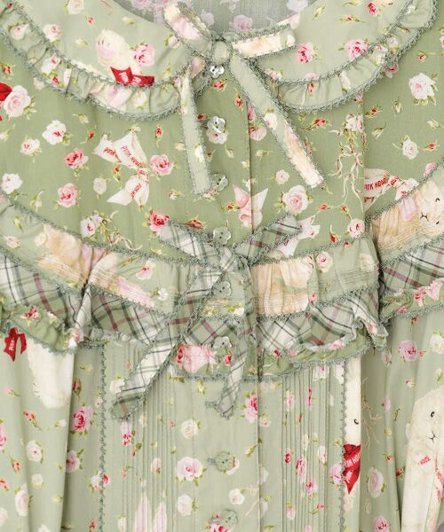 PINK HOUSE / ピンクハウス ロング・マキシ丈ワンピース | バラ園うさぎヨークワンピース | 詳細3