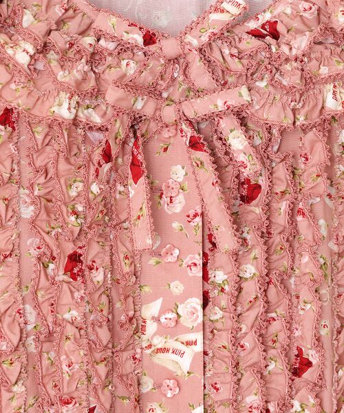 PINK HOUSE / ピンクハウス ロング・マキシ丈ワンピース | バラとリボンプリントワンピース | 詳細1