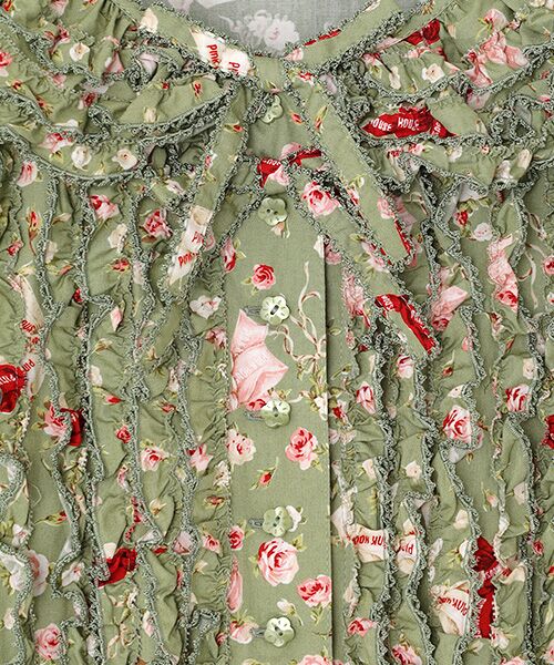 PINK HOUSE / ピンクハウス ロング・マキシ丈ワンピース | バラとリボンプリントワンピース | 詳細3