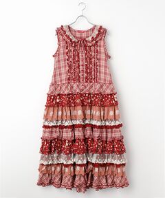 レースフラワープリントミディワンピース （ロング・マキシ丈