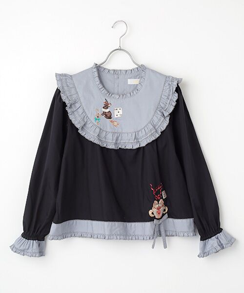 PINK HOUSE/ピンクハウス ハロウィーンワンダーランド刺繍使いブラウス クロ F PINK HOUSE/ピンクハウス ハロウィーンワンダーランド刺繍使いブラウス クロ F