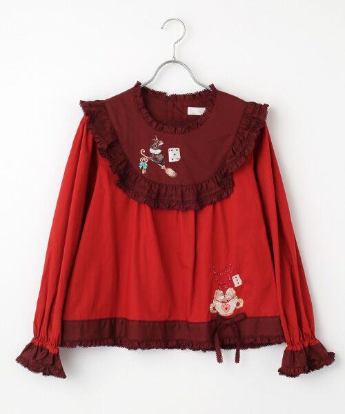 PINK HOUSE/ピンクハウス ハロウィーンワンダーランド刺繍使いブラウス アカ F PINK HOUSE/ピンクハウス ハロウィーンワンダーランド刺繍使いブラウス アカ F