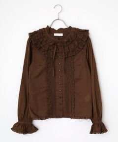 【新品タグ付き】PINK HOUSE ブラウス レッド ピコフリル リボン PINK HOUSE / ピコフリルリボンタックリボンブラウス 赤 I-24-09