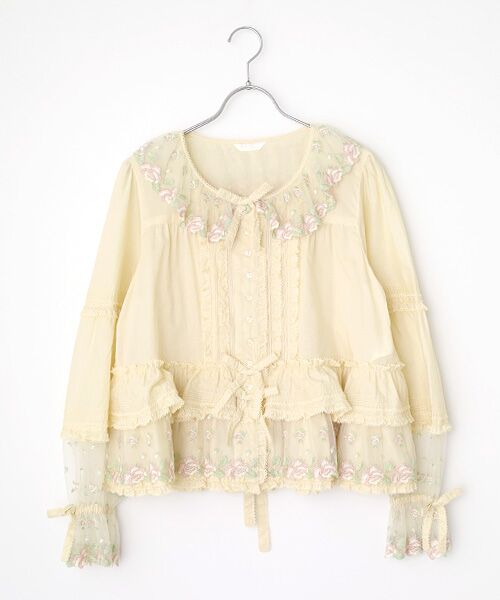 PINK HOUSE/ピンクハウス ローズレース使いブラウス キナリ F PINK HOUSE/ピンクハウス ローズレース使いブラウス キナリ F