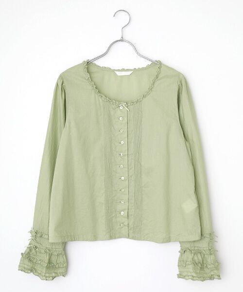 PINK HOUSE/ピンクハウス ローンノーカラーブラウス ハッカ F PINK HOUSE/ピンクハウス ローンノーカラーブラウス ハッカ F