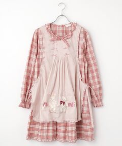 ピンクハウス　チュニックワンピース　シワ加工　チェック柄　シェルボタン　フリル PINK HOUSE / ピンクハウス （レディース） ワンピース