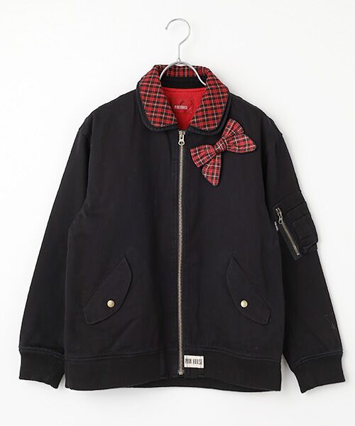 PINK HOUSE/ピンクハウス ハロウィーンワンダーランドワッペン使いゼッケン付きブルゾン クロ F PINK HOUSE/ピンクハウス ハロウィーンワンダーランドワッペン使いゼッケン付きブルゾン クロ F