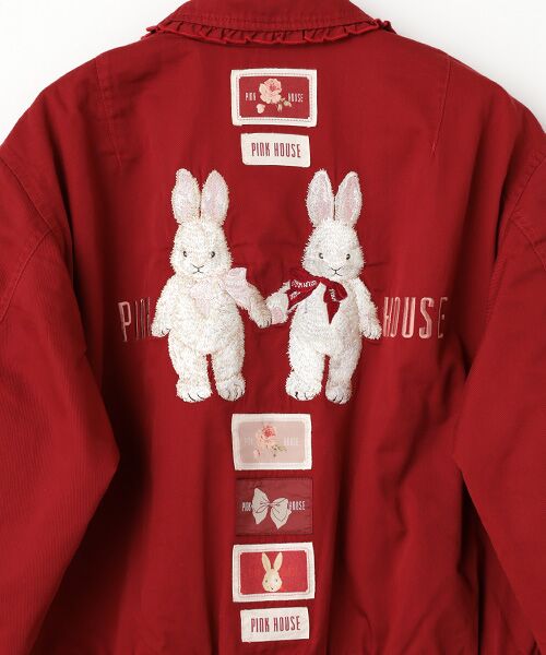 稀少☆限定1点限り★PINK HOUSE ピンクハウス ブルゾン バラ刺繍 バラ園うさぎ刺繍ブルゾン（ブルゾン）｜PINK HOUSE（ピンク