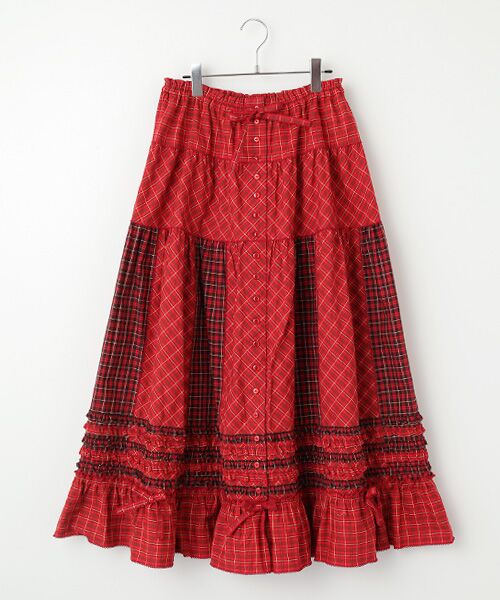 PINK HOUSE / ピンクハウス ロング・マキシ丈スカート | ●オリジナルコードチェックスカート（アカ）