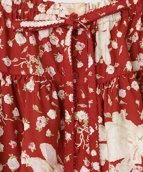 PINK HOUSE / ピンクハウス ロング・マキシ丈スカート | バラ園うさぎプリントスカート | 詳細1