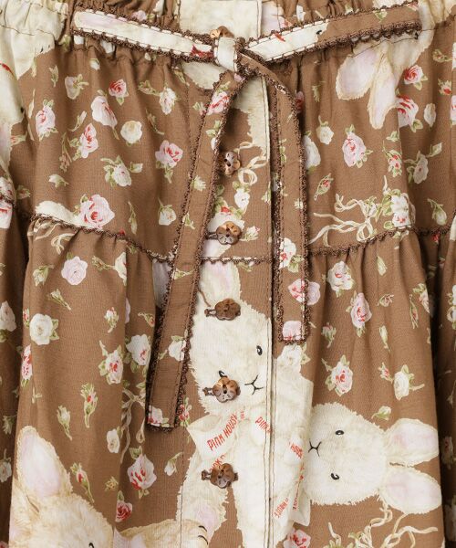 PINK HOUSE / ピンクハウス ロング・マキシ丈スカート | バラ園うさぎプリントスカート | 詳細3