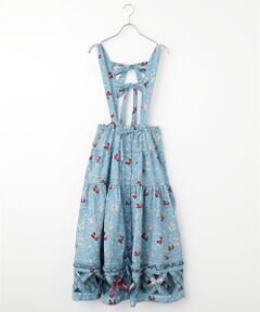 PINK HOUSE / ピンクハウス ロング・マキシ丈スカート | バラとリボンプリントパッチワーク吊りスカート