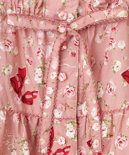 PINK HOUSE / ピンクハウス ロング・マキシ丈スカート | バラとリボンプリントパッチワーク吊りスカート | 詳細1