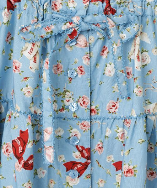 PINK HOUSE / ピンクハウス ロング・マキシ丈スカート | バラとリボンプリントパッチワーク吊りスカート | 詳細2