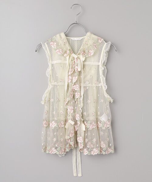 ローズレース使いフード付きベスト （その他トップス）｜PINK HOUSE