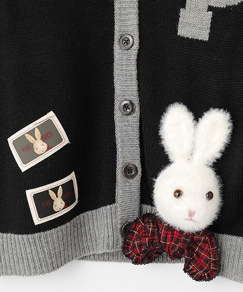 【未使用】ピンクハウス うさちゃんモチーフ ニットカーディガン/2024年 春 うさぎ顔ぐるみモチーフ付きニットカーディガン｜ピンクハウス