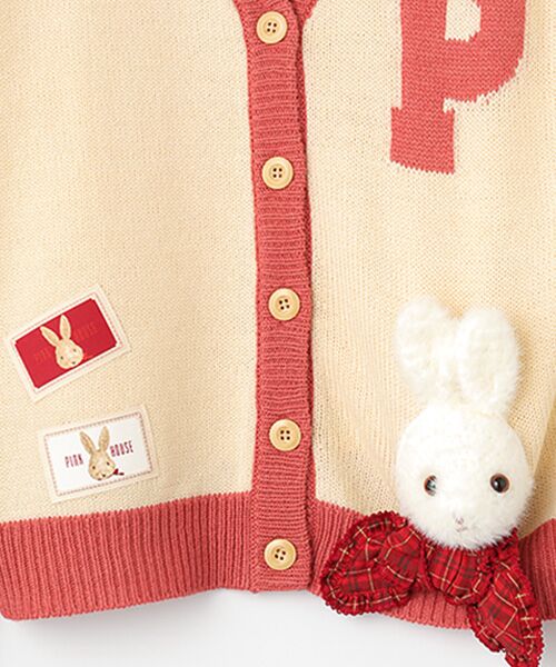 ピンクハウス2025 うさぎ顔モチーフニットカーディガン うさぎ顔ぐるみモチーフ付きニットカーディガン（カーディガン/ボレロ