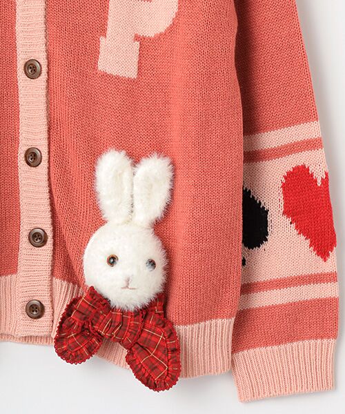 月*様 【未使用】ピンクハウス うさちゃんモチーフ ニットカーディガン/2024 うさぎ顔ぐるみモチーフ付きニットカーディガン（カーディガン