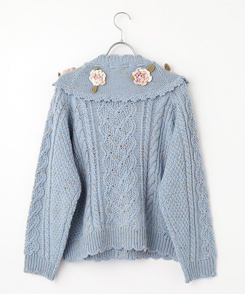PINK HOUSE / ピンクハウス カーディガン・ボレロ | ●バラモチーフ付きヨークニットカーディガン | 詳細3