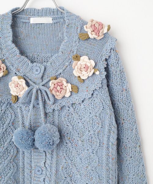 PINK HOUSE / ピンクハウス カーディガン・ボレロ | ●バラモチーフ付きヨークニットカーディガン | 詳細4