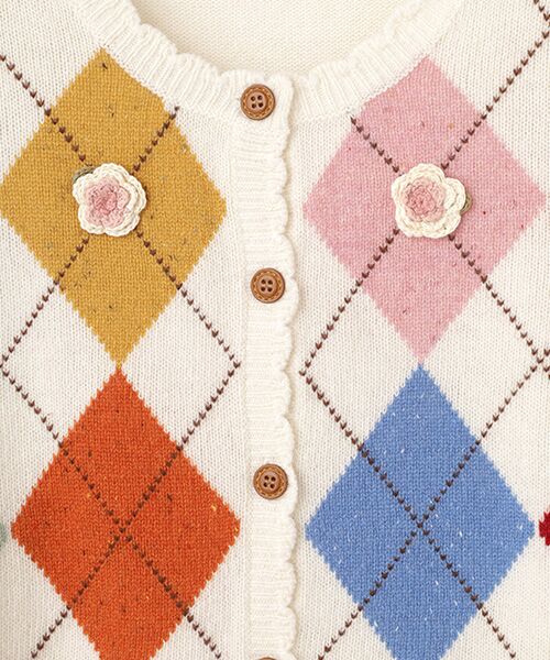 PINK HOUSE / ピンクハウス カーディガン・ボレロ | モチーフ付きアーガイルニットカーディガン | 詳細1