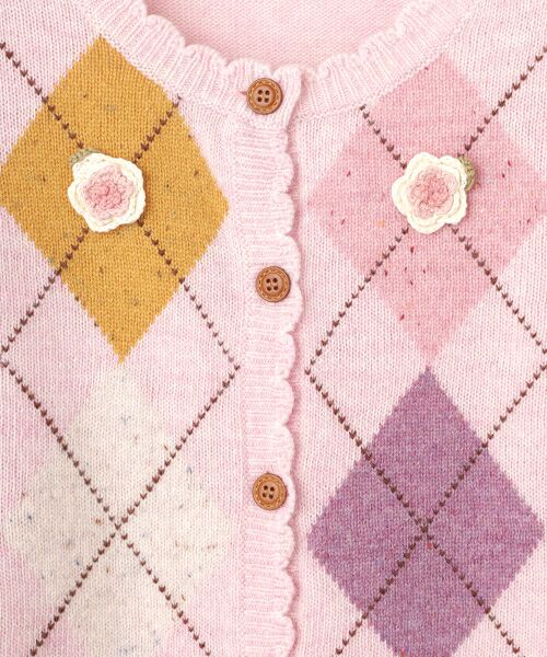 PINK HOUSE / ピンクハウス カーディガン・ボレロ | モチーフ付きアーガイルニットカーディガン | 詳細6