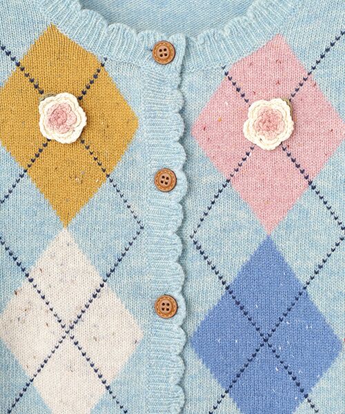 PINK HOUSE / ピンクハウス カーディガン・ボレロ | モチーフ付きアーガイルニットカーディガン | 詳細7